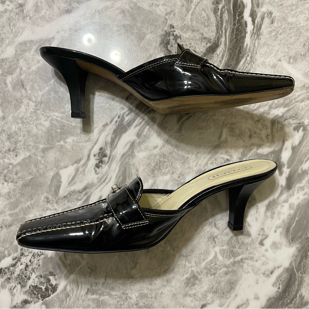 Coach Camryn Black Heel Shoes Size 8.5 Made In Italy Formal Party Cocktail - Picture 5 of 14